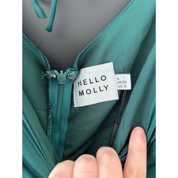 NWT Hello Molly Wheel of Fortune Dress Forest Green Ruffle Cocktail Dress Size 8 - Picture 5 of 10